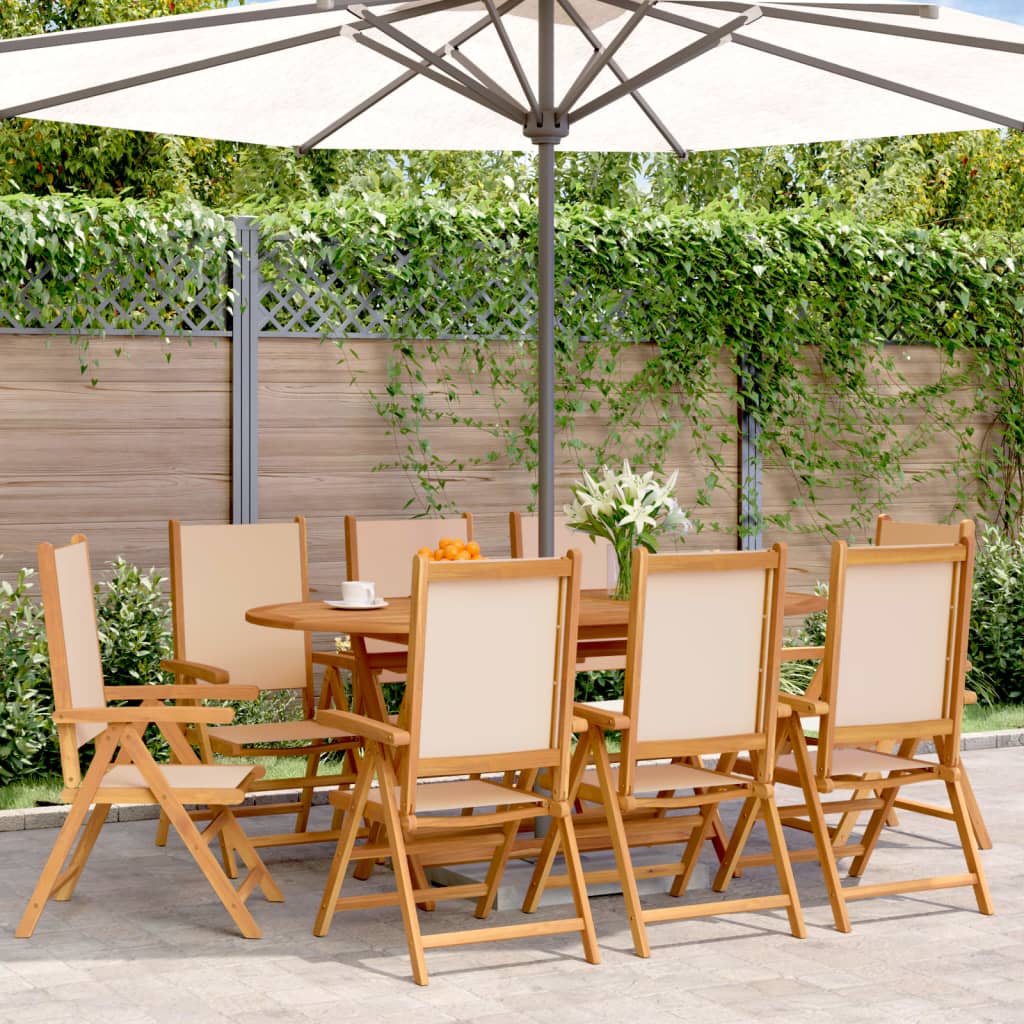 Tuinstoelen 8 st inklapbaar stof en massief hout beige is nu te koop bij PeponiXL, paradijselijk wonen!