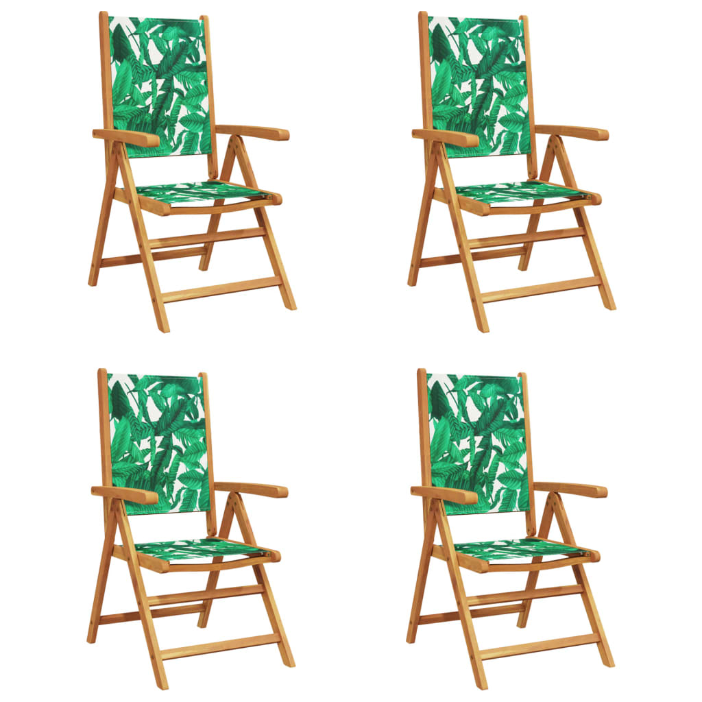 Tuinstoelen 4 st verstelbaar massief hout en stof groen is nu te koop bij PeponiXL, paradijselijk wonen!