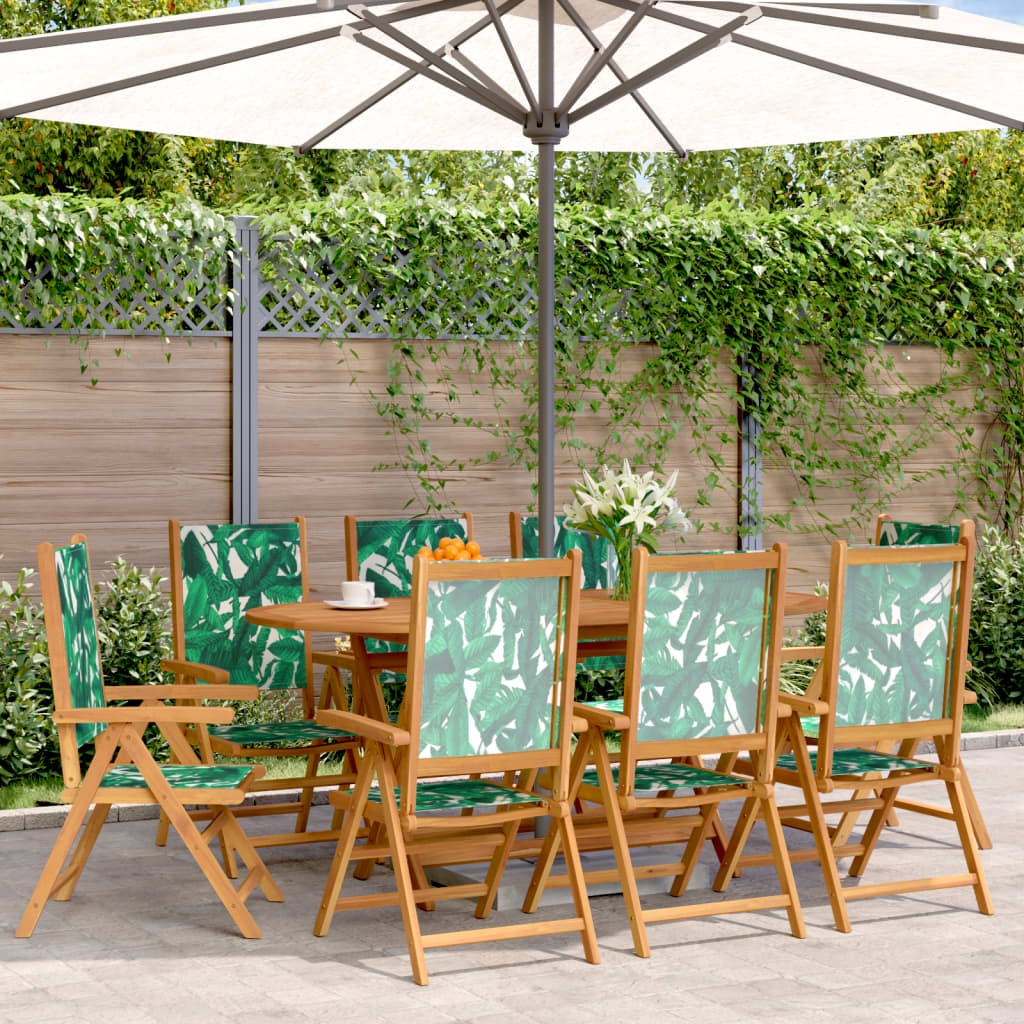 Tuinstoelen 8 st verstelbaar massief hout en stof groen is nu te koop bij PeponiXL, paradijselijk wonen!