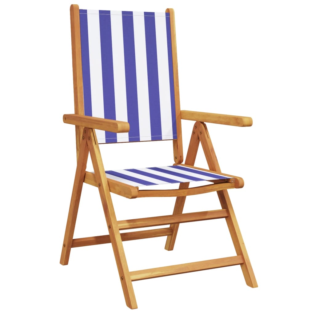 Tuinstoelen 4 st verstelbaar massief hout en stof blauw en wit is nu te koop bij PeponiXL, paradijselijk wonen!