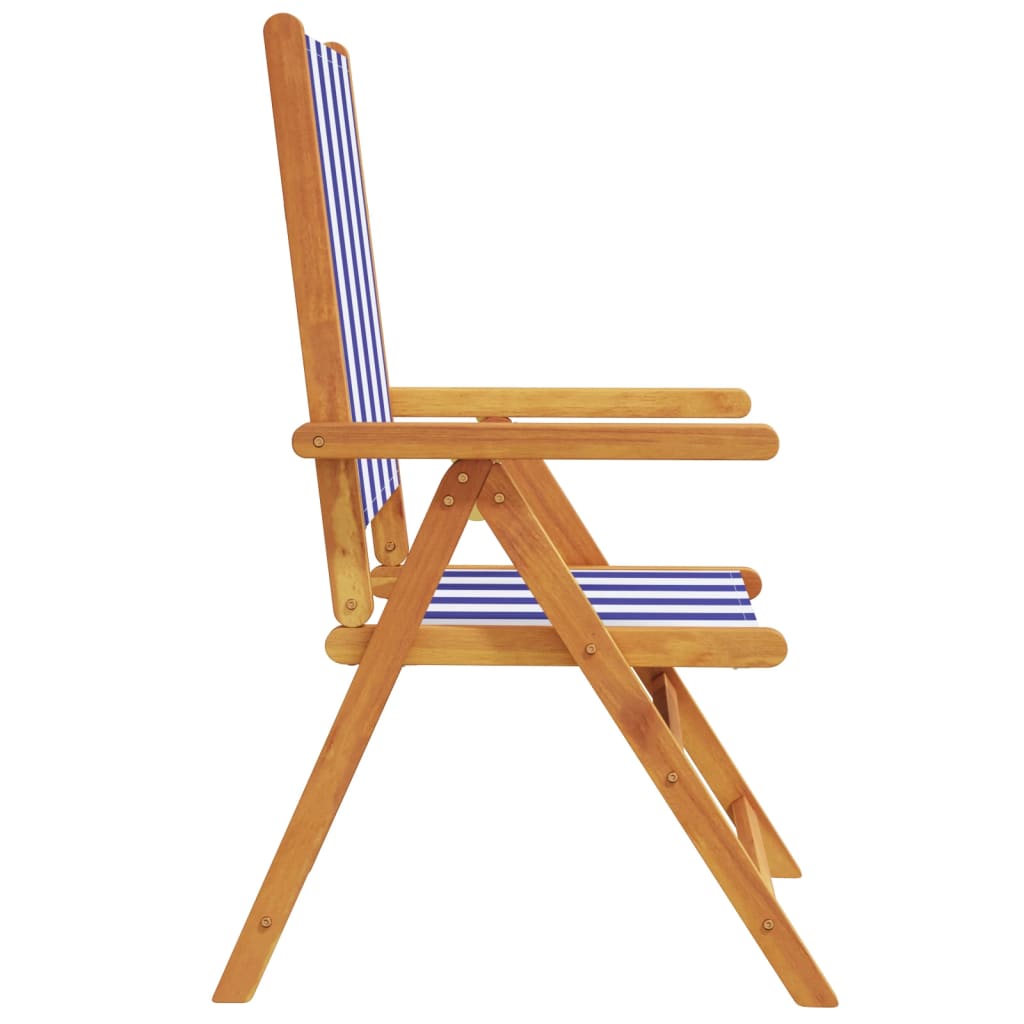 Tuinstoelen 4 st verstelbaar massief hout en stof blauw en wit is nu te koop bij PeponiXL, paradijselijk wonen!