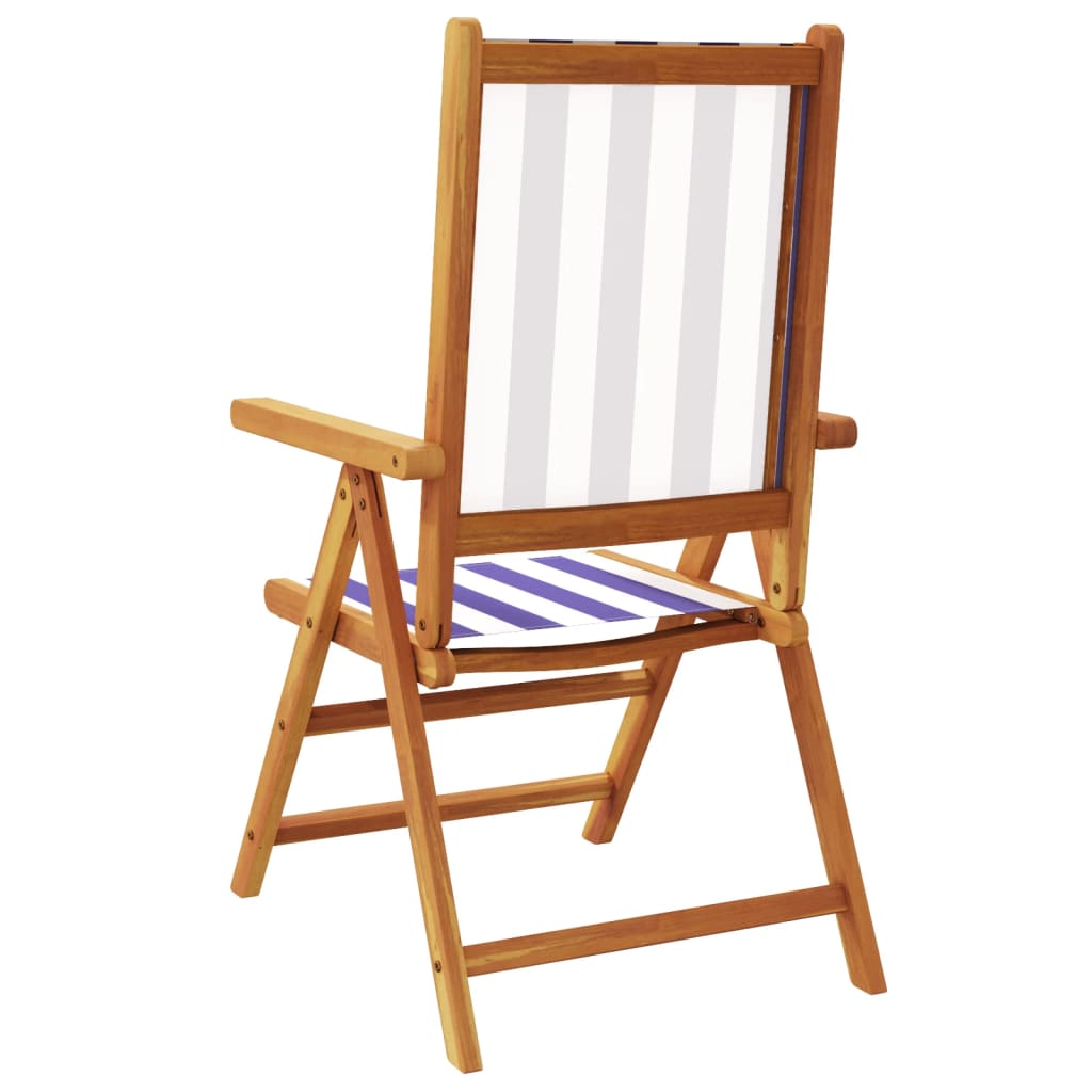 Tuinstoelen 4 st verstelbaar massief hout en stof blauw en wit is nu te koop bij PeponiXL, paradijselijk wonen!