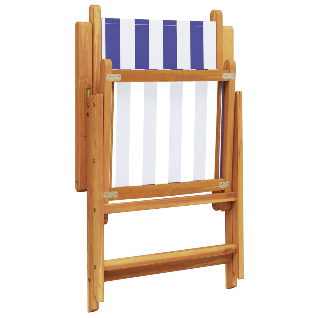 Tuinstoelen 4 st verstelbaar massief hout en stof blauw en wit is nu te koop bij PeponiXL, paradijselijk wonen!