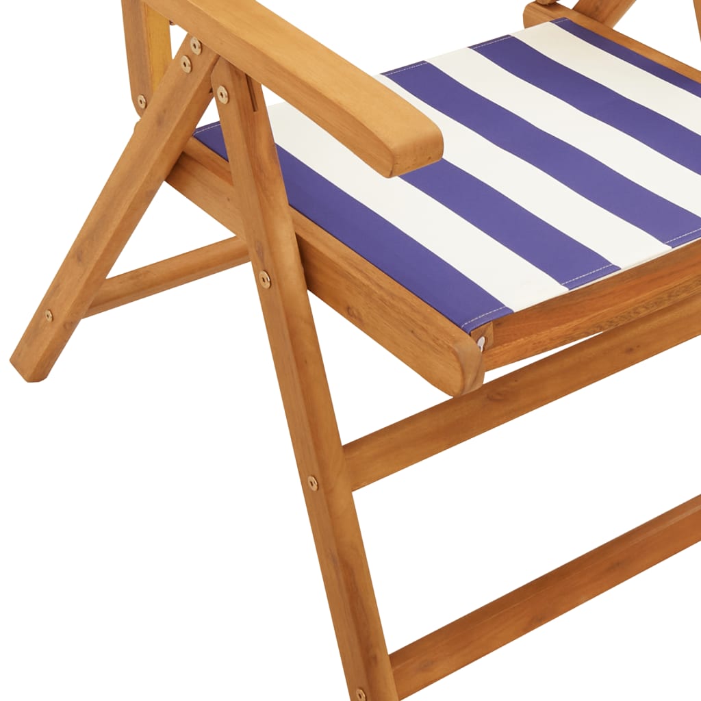 Tuinstoelen 8 st verstelbaar massief hout en stof blauw en wit is nu te koop bij PeponiXL, paradijselijk wonen!