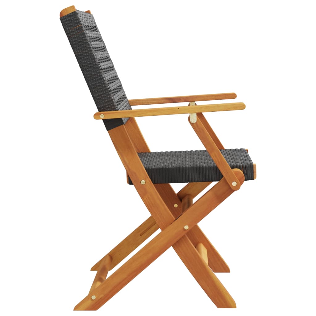 Tuinstoelen 4 st inklapbaar poly rattan en massief hout zwart is nu te koop bij PeponiXL, paradijselijk wonen!