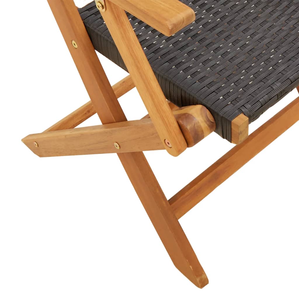 Tuinstoelen 6 st inklapbaar poly rattan en massief hout zwart is nu te koop bij PeponiXL, paradijselijk wonen!