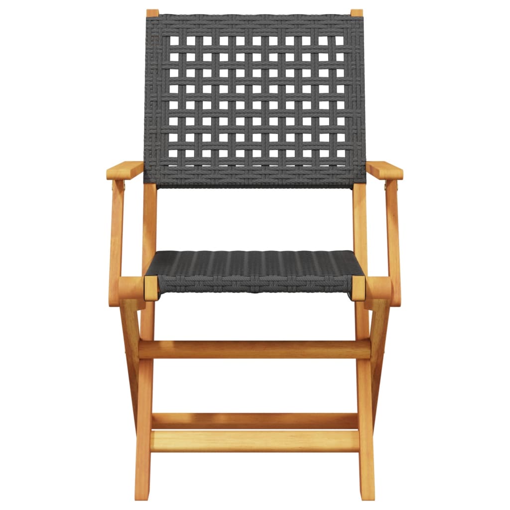 Tuinstoelen 8 st inklapbaar poly rattan en massief hout zwart is nu te koop bij PeponiXL, paradijselijk wonen!
