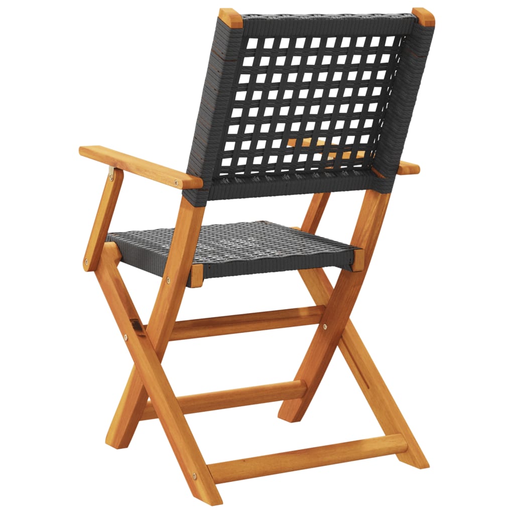 Tuinstoelen 8 st inklapbaar poly rattan en massief hout zwart is nu te koop bij PeponiXL, paradijselijk wonen!