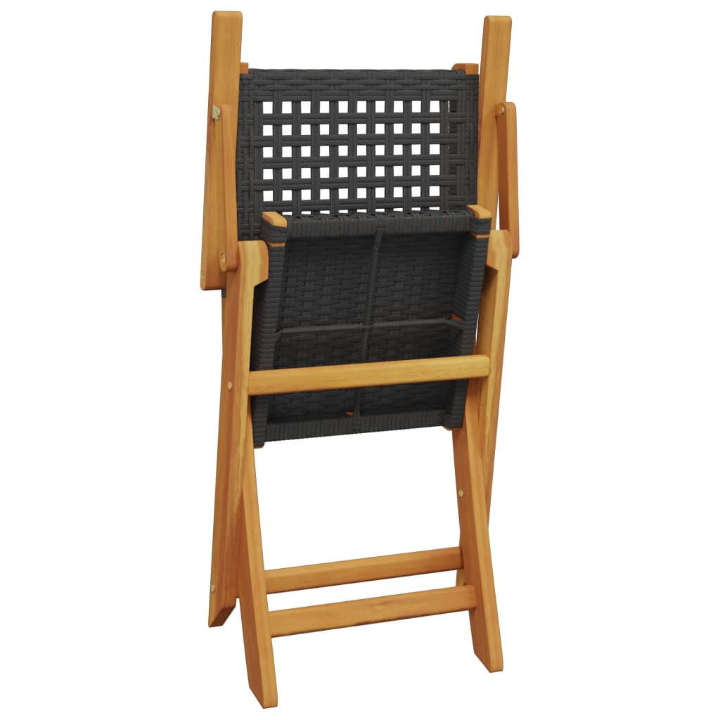 Tuinstoelen 8 st inklapbaar poly rattan en massief hout zwart is nu te koop bij PeponiXL, paradijselijk wonen!