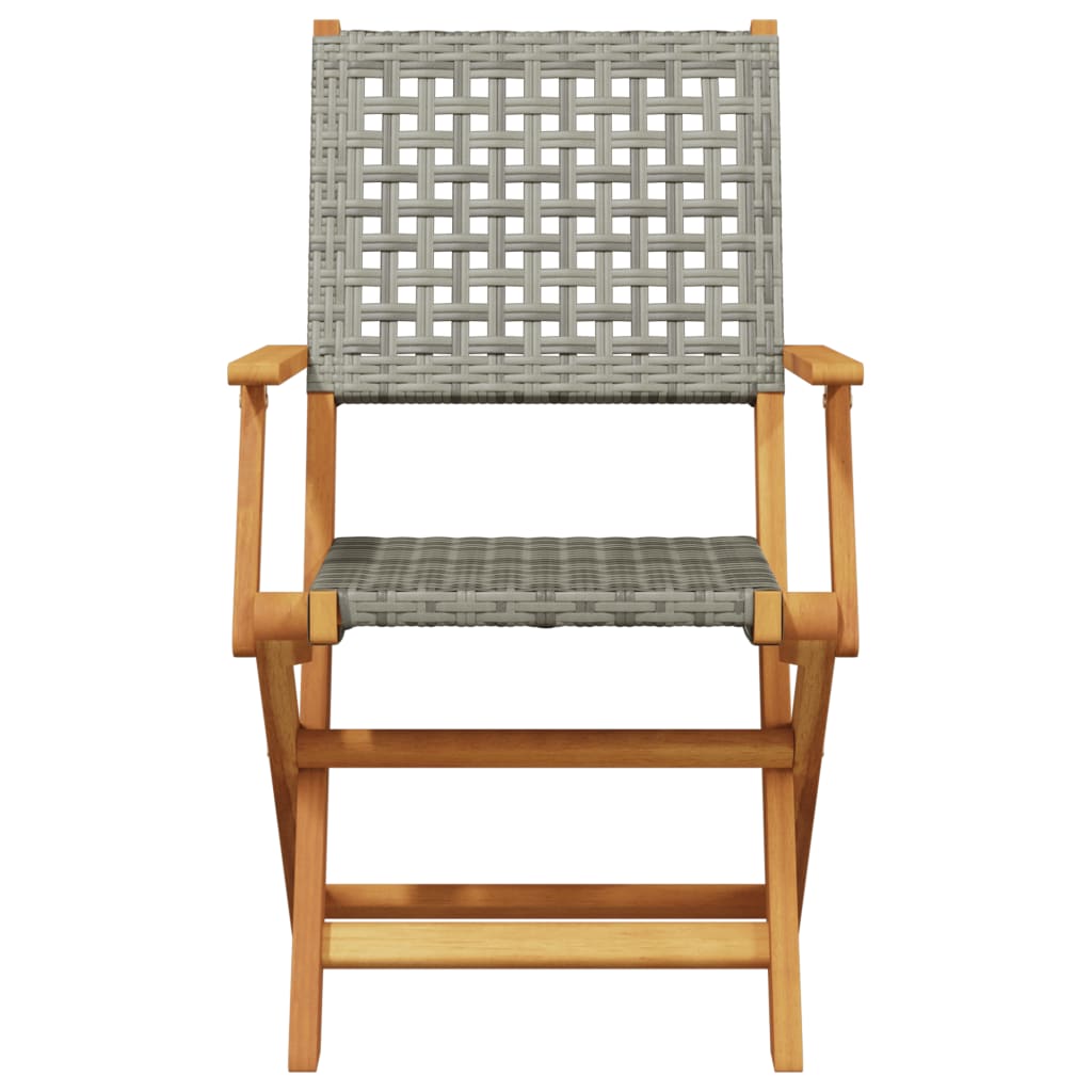 Tuinstoelen 4 st inklapbaar poly rattan en massief hout grijs is nu te koop bij PeponiXL, paradijselijk wonen!