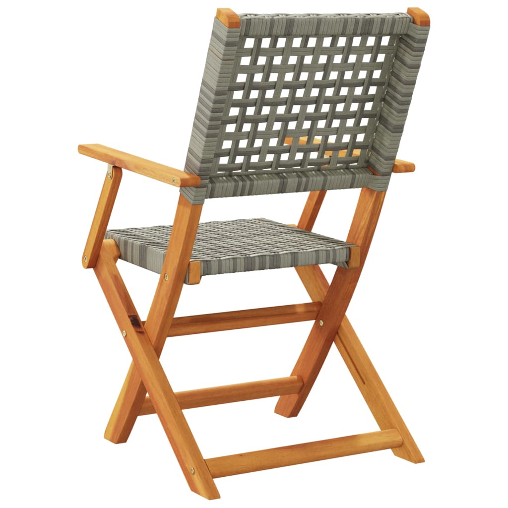 Tuinstoelen 4 st inklapbaar poly rattan en massief hout grijs is nu te koop bij PeponiXL, paradijselijk wonen!