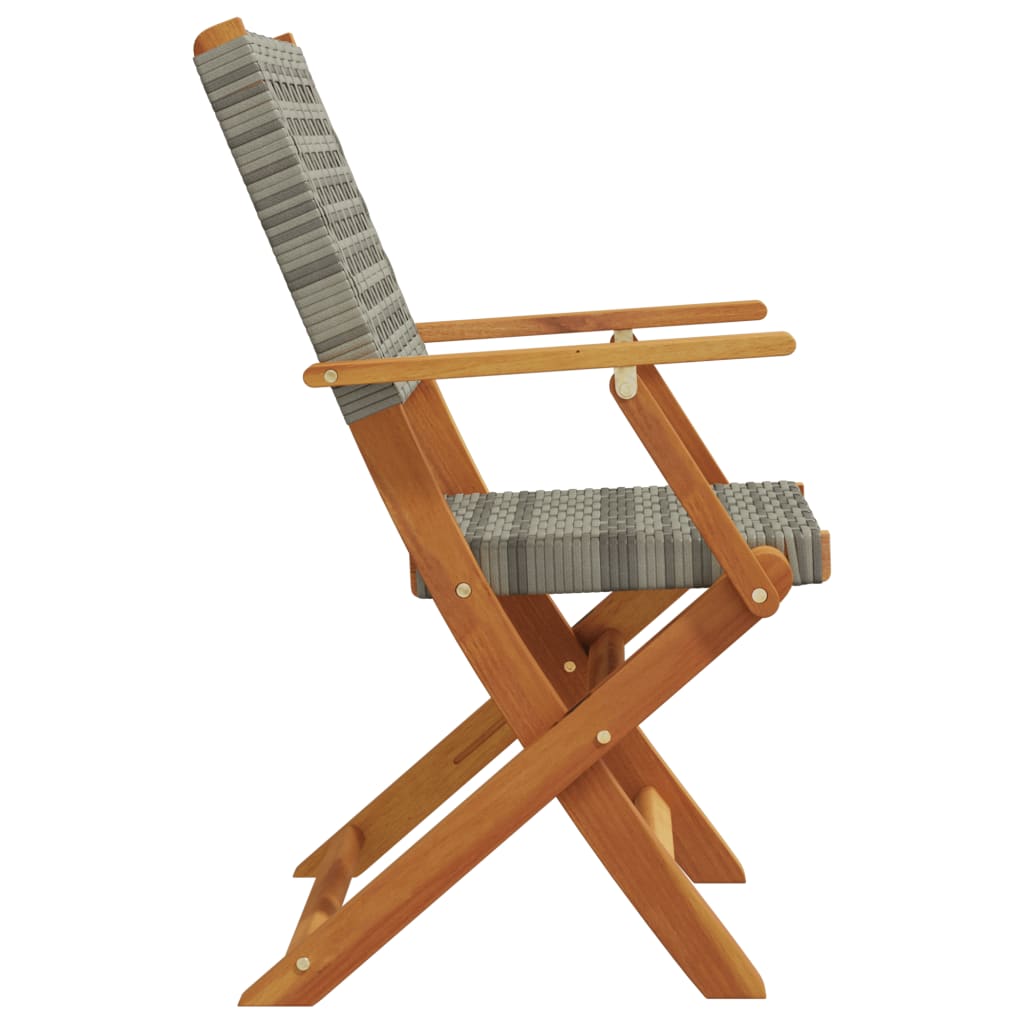 Tuinstoelen 6 st inklapbaar poly rattan en massief hout grijs is nu te koop bij PeponiXL, paradijselijk wonen!
