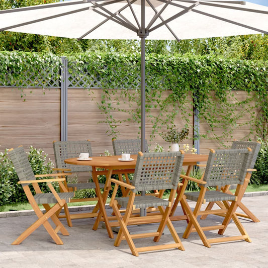 Tuinstoelen 6 st inklapbaar poly rattan en massief hout grijs is nu te koop bij PeponiXL, paradijselijk wonen!