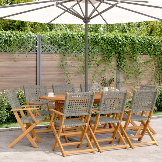 Tuinstoelen 8 st inklapbaar poly rattan en massief hout grijs is nu te koop bij PeponiXL, paradijselijk wonen!