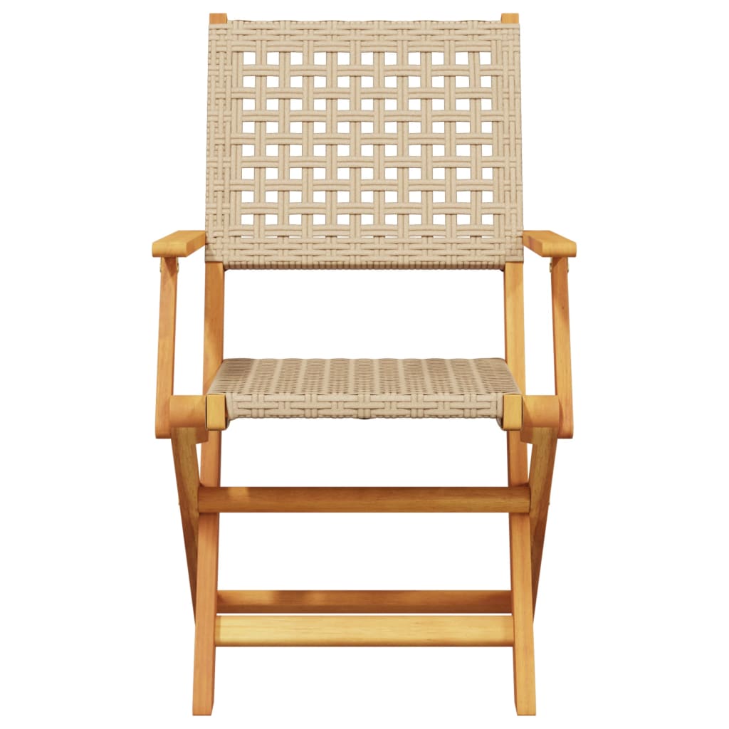 Tuinstoelen 4 st inklapbaar poly rattan en massief hout beige is nu te koop bij PeponiXL, paradijselijk wonen!