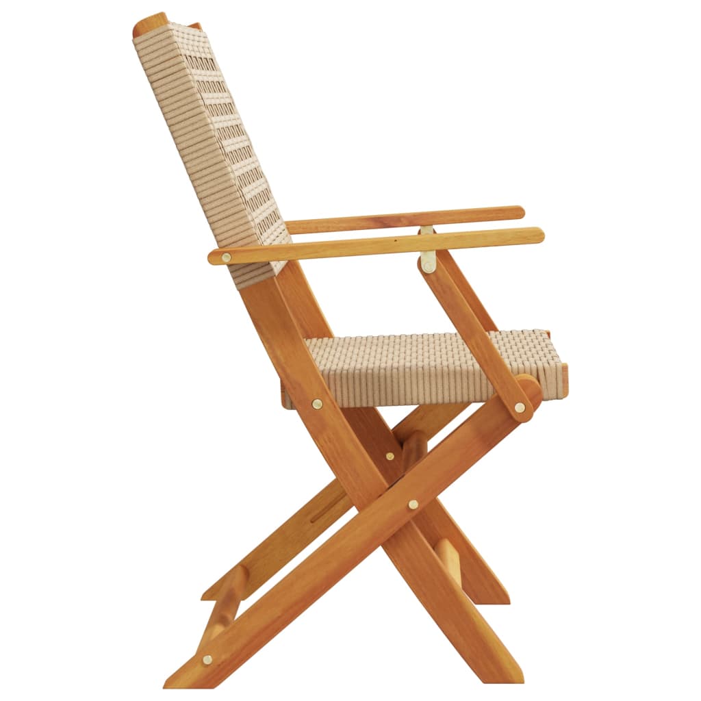 Tuinstoelen 4 st inklapbaar poly rattan en massief hout beige is nu te koop bij PeponiXL, paradijselijk wonen!
