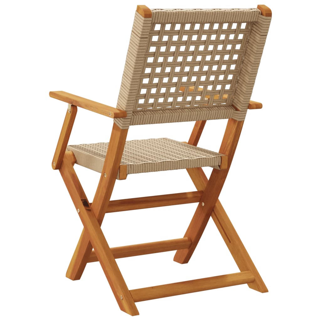 Tuinstoelen 4 st inklapbaar poly rattan en massief hout beige is nu te koop bij PeponiXL, paradijselijk wonen!