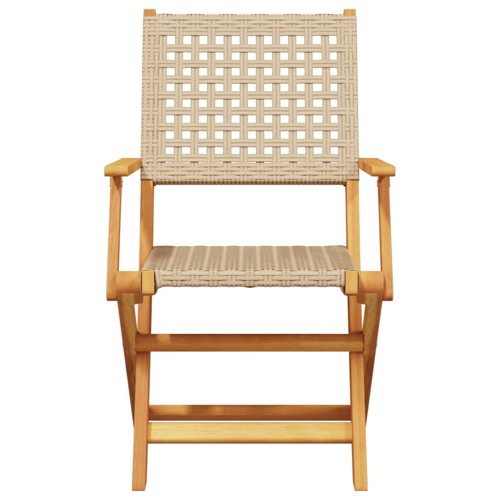 Tuinstoelen 6 st inklapbaar poly rattan en massief hout beige is nu te koop bij PeponiXL, paradijselijk wonen!