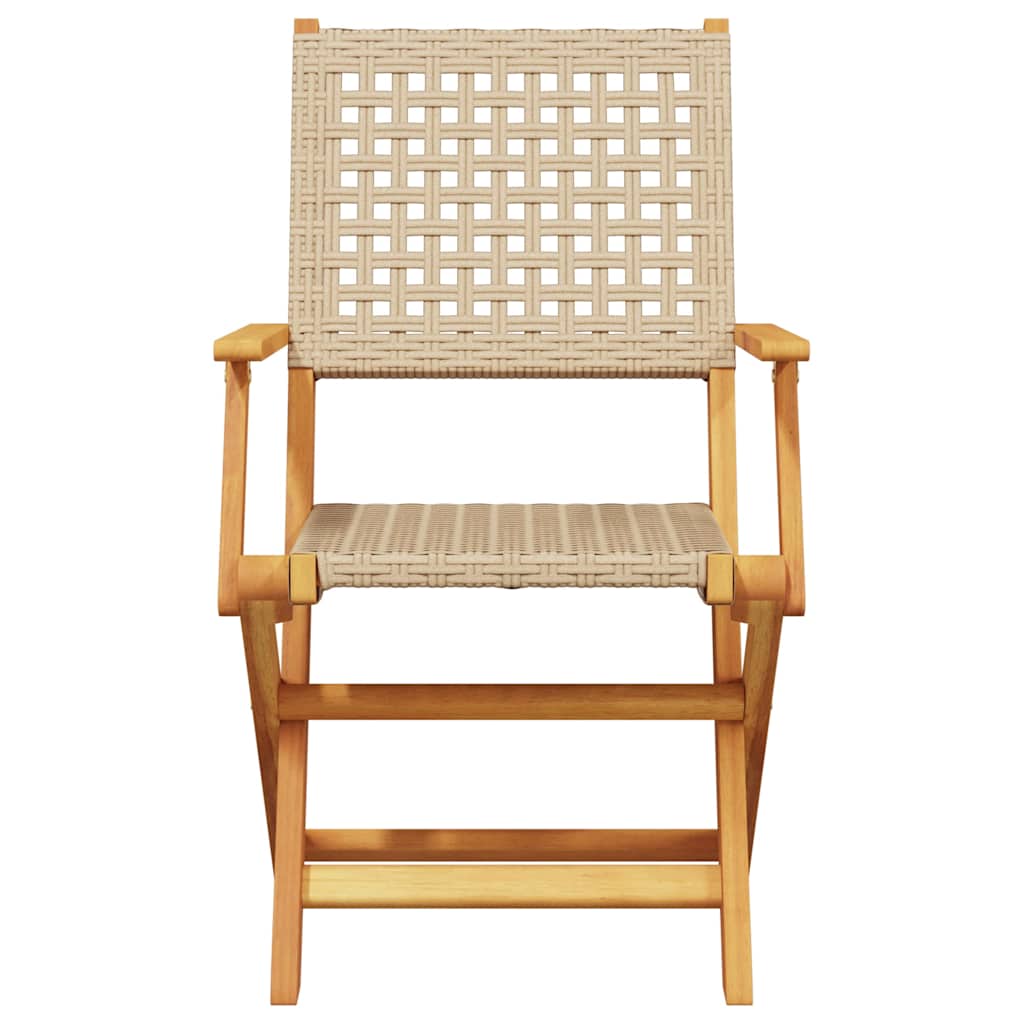 Tuinstoelen 6 st inklapbaar poly rattan en massief hout beige is nu te koop bij PeponiXL, paradijselijk wonen!