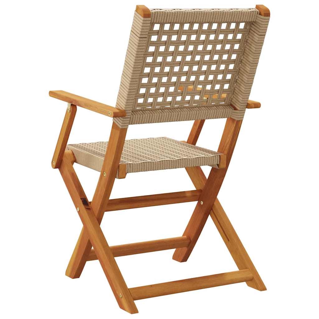 Tuinstoelen 6 st inklapbaar poly rattan en massief hout beige is nu te koop bij PeponiXL, paradijselijk wonen!