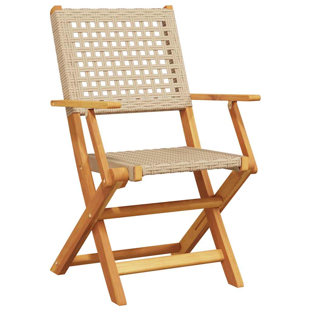 Tuinstoelen 8 st inklapbaar poly rattan en massief hout beige is nu te koop bij PeponiXL, paradijselijk wonen!