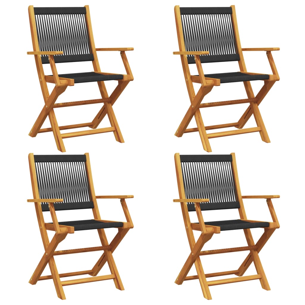 Tuinstoelen 4 st inklapbaar massief acaciahout zwart is nu te koop bij PeponiXL, paradijselijk wonen!