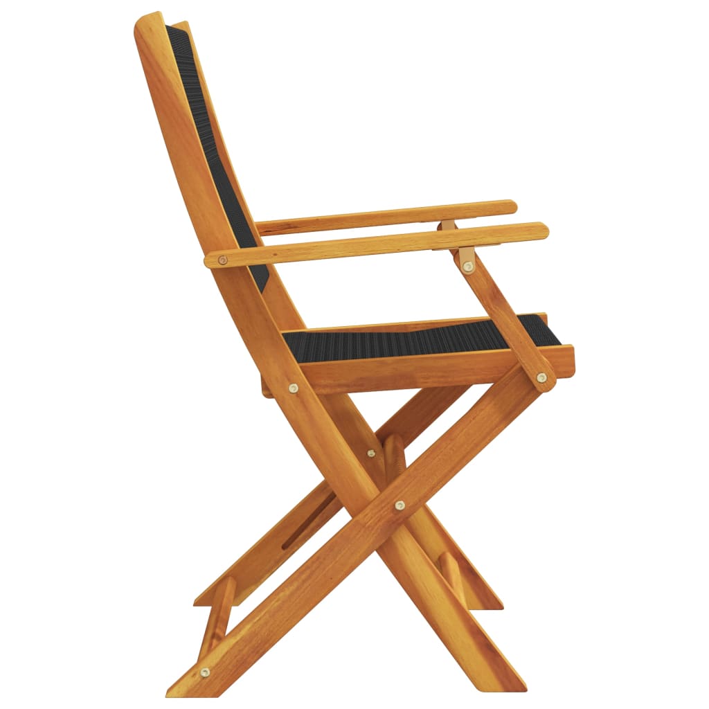 Tuinstoelen 4 st inklapbaar massief acaciahout zwart is nu te koop bij PeponiXL, paradijselijk wonen!