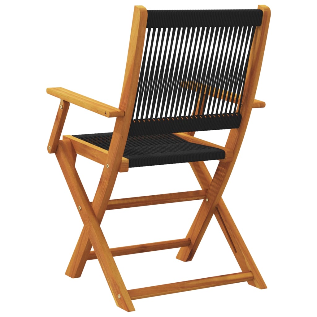 Tuinstoelen 4 st inklapbaar massief acaciahout zwart is nu te koop bij PeponiXL, paradijselijk wonen!