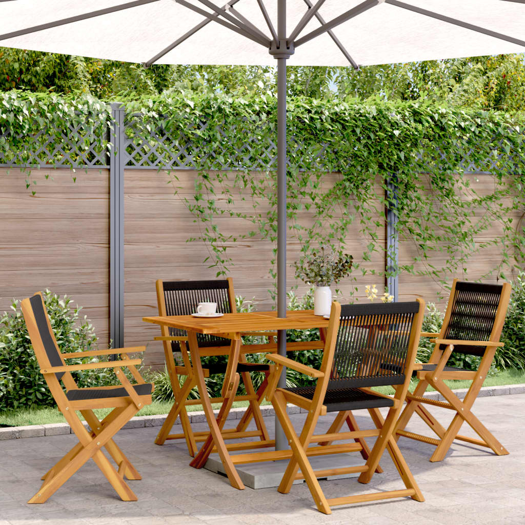 Tuinstoelen 4 st inklapbaar massief acaciahout zwart is nu te koop bij PeponiXL, paradijselijk wonen!