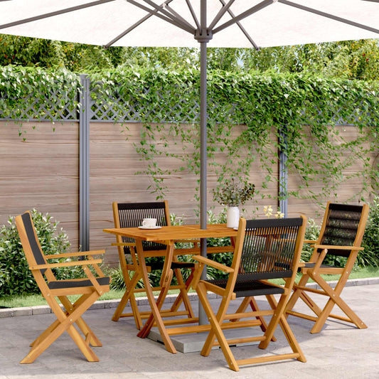 Tuinstoelen 4 st inklapbaar massief acaciahout zwart is nu te koop bij PeponiXL, paradijselijk wonen!