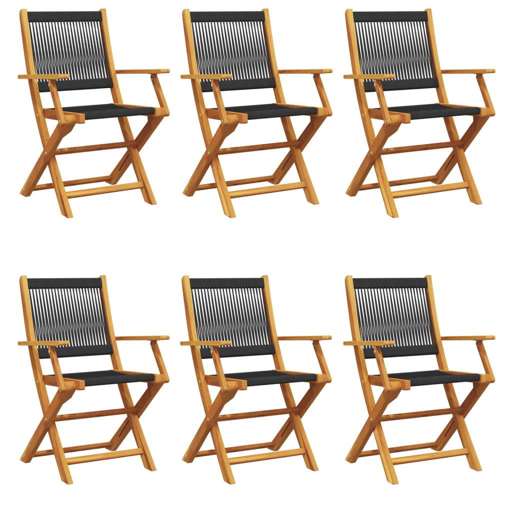 Tuinstoelen 6 st inklapbaar massief acaciahout zwart is nu te koop bij PeponiXL, paradijselijk wonen!