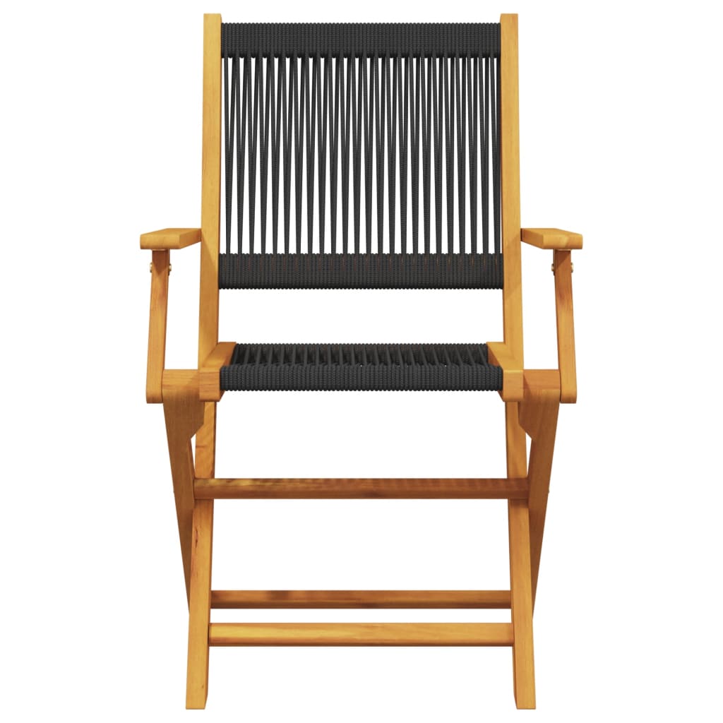 Tuinstoelen 6 st inklapbaar massief acaciahout zwart is nu te koop bij PeponiXL, paradijselijk wonen!
