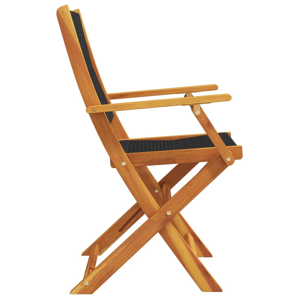 Tuinstoelen 6 st inklapbaar massief acaciahout zwart is nu te koop bij PeponiXL, paradijselijk wonen!