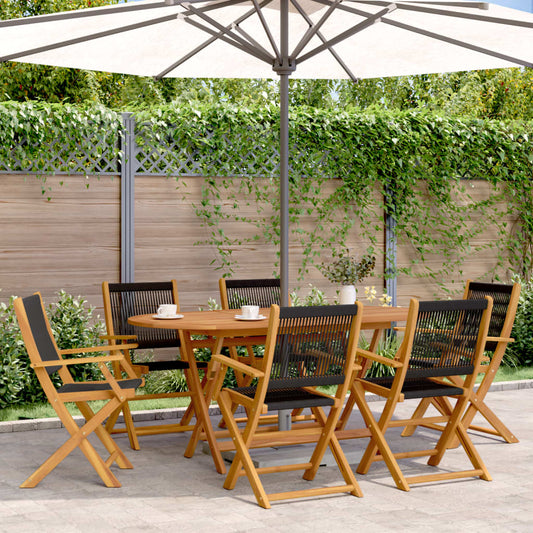 Tuinstoelen 6 st inklapbaar massief acaciahout zwart is nu te koop bij PeponiXL, paradijselijk wonen!
