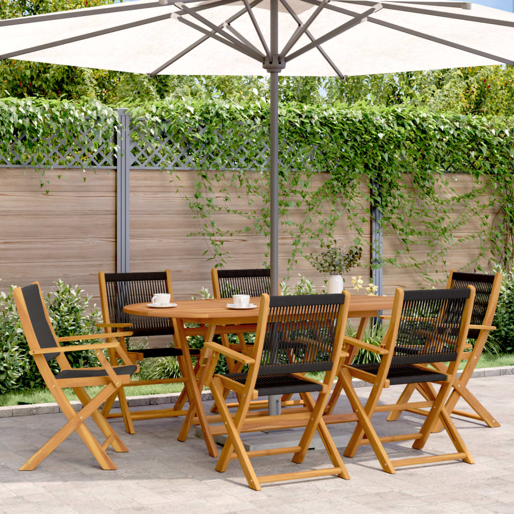 Tuinstoelen 6 st inklapbaar massief acaciahout zwart is nu te koop bij PeponiXL, paradijselijk wonen!