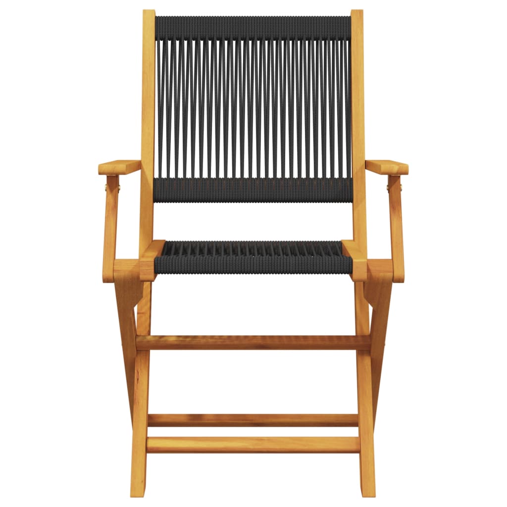 Tuinstoelen 8 st inklapbaar massief acaciahout zwart is nu te koop bij PeponiXL, paradijselijk wonen!