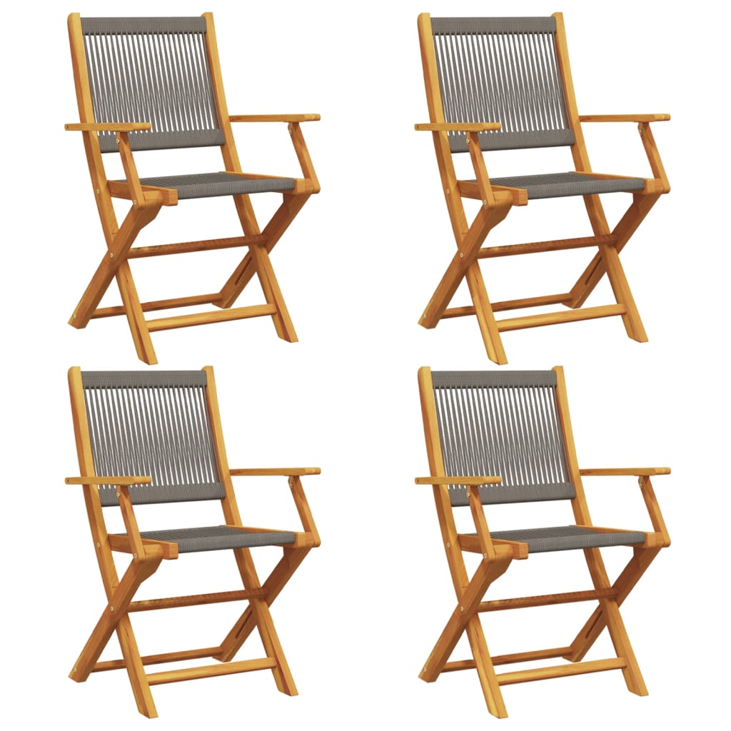 Tuinstoelen 4 st inklapbaar massief acaciahout grijs is nu te koop bij PeponiXL, paradijselijk wonen!