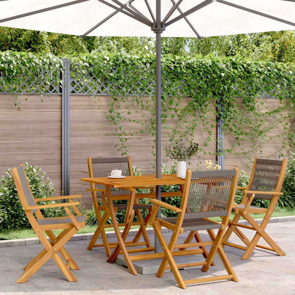 Tuinstoelen 4 st inklapbaar massief acaciahout grijs is nu te koop bij PeponiXL, paradijselijk wonen!