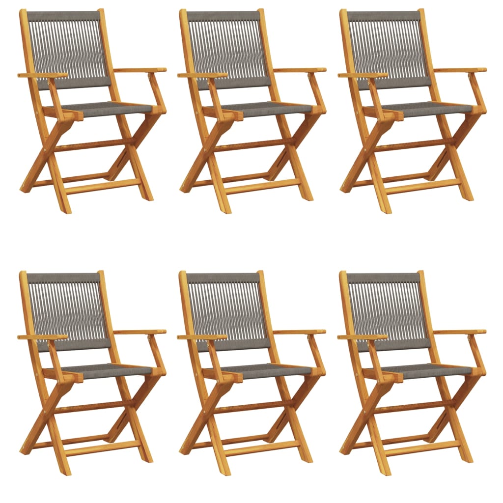 Tuinstoelen 6 st inklapbaar massief acaciahout grijs is nu te koop bij PeponiXL, paradijselijk wonen!