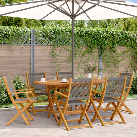 Tuinstoelen 6 st inklapbaar massief acaciahout grijs is nu te koop bij PeponiXL, paradijselijk wonen!