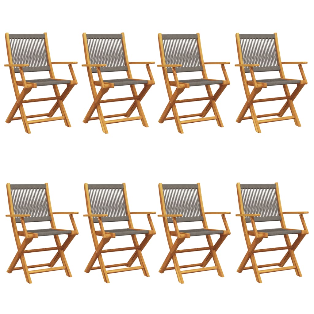 Tuinstoelen 8 st inklapbaar massief acaciahout grijs is nu te koop bij PeponiXL, paradijselijk wonen!