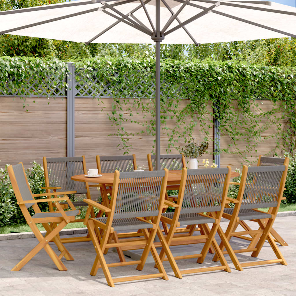 Tuinstoelen 8 st inklapbaar massief acaciahout grijs is nu te koop bij PeponiXL, paradijselijk wonen!