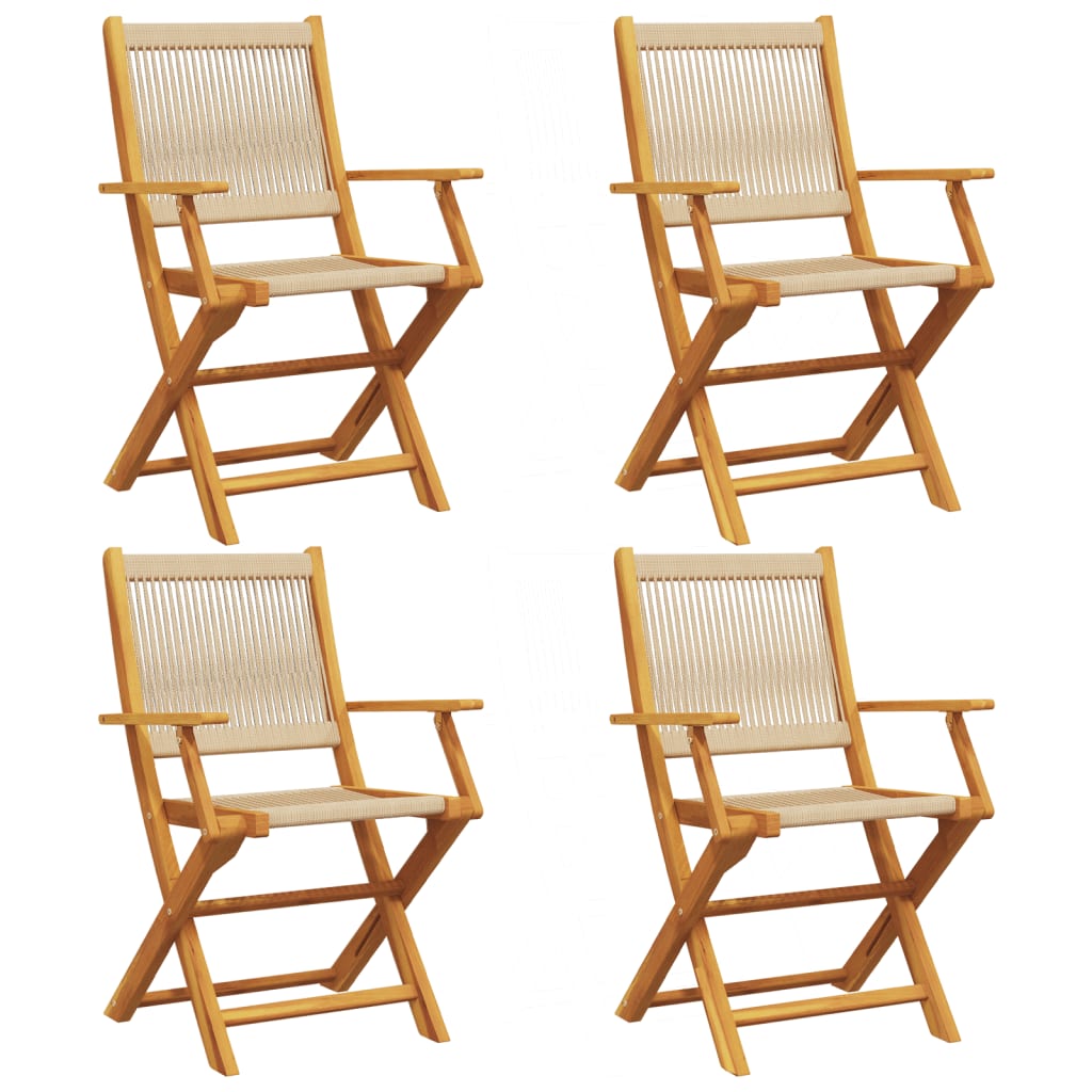 Tuinstoelen 4 st inklapbaar massief acaciahout beige is nu te koop bij PeponiXL, paradijselijk wonen!