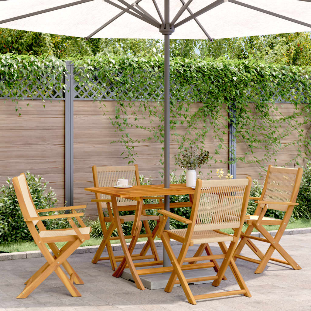 Tuinstoelen 4 st inklapbaar massief acaciahout beige is nu te koop bij PeponiXL, paradijselijk wonen!