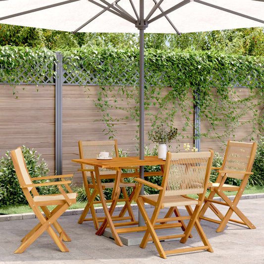 Tuinstoelen 4 st inklapbaar massief acaciahout beige is nu te koop bij PeponiXL, paradijselijk wonen!