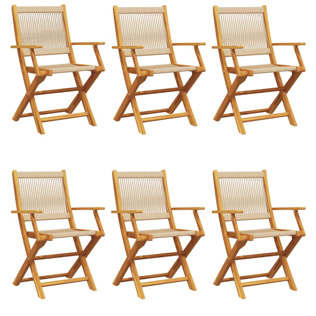 Tuinstoelen 6 st inklapbaar massief acaciahout beige is nu te koop bij PeponiXL, paradijselijk wonen!