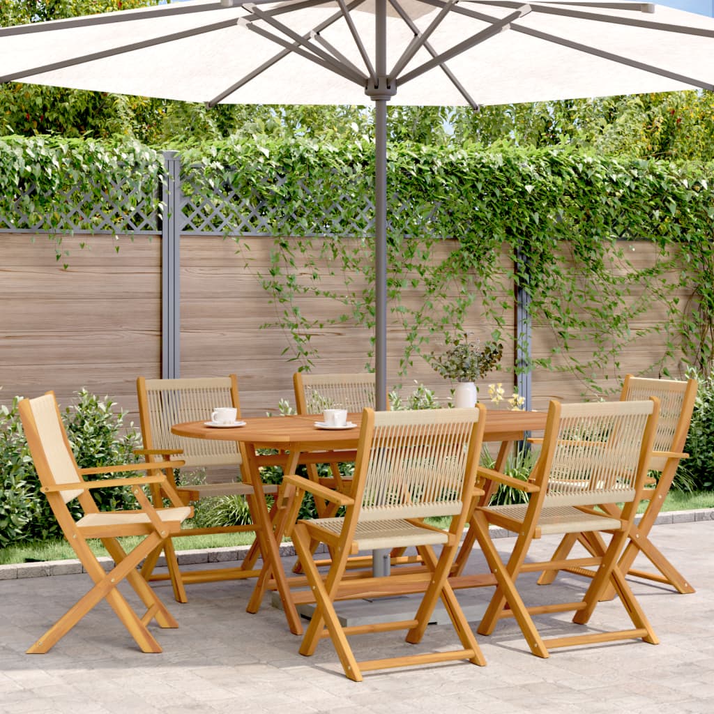 Tuinstoelen 6 st inklapbaar massief acaciahout beige is nu te koop bij PeponiXL, paradijselijk wonen!