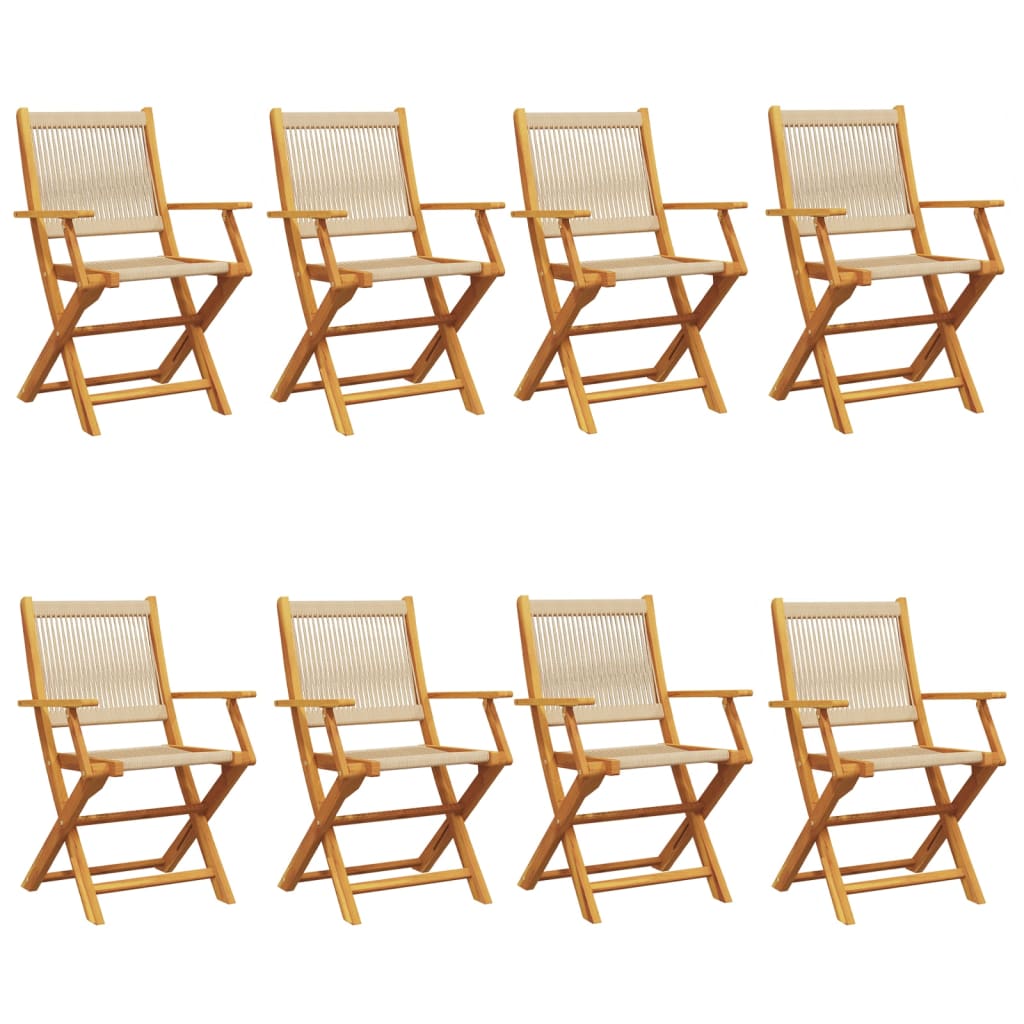 Tuinstoelen 8 st inklapbaar massief acaciahout beige is nu te koop bij PeponiXL, paradijselijk wonen!