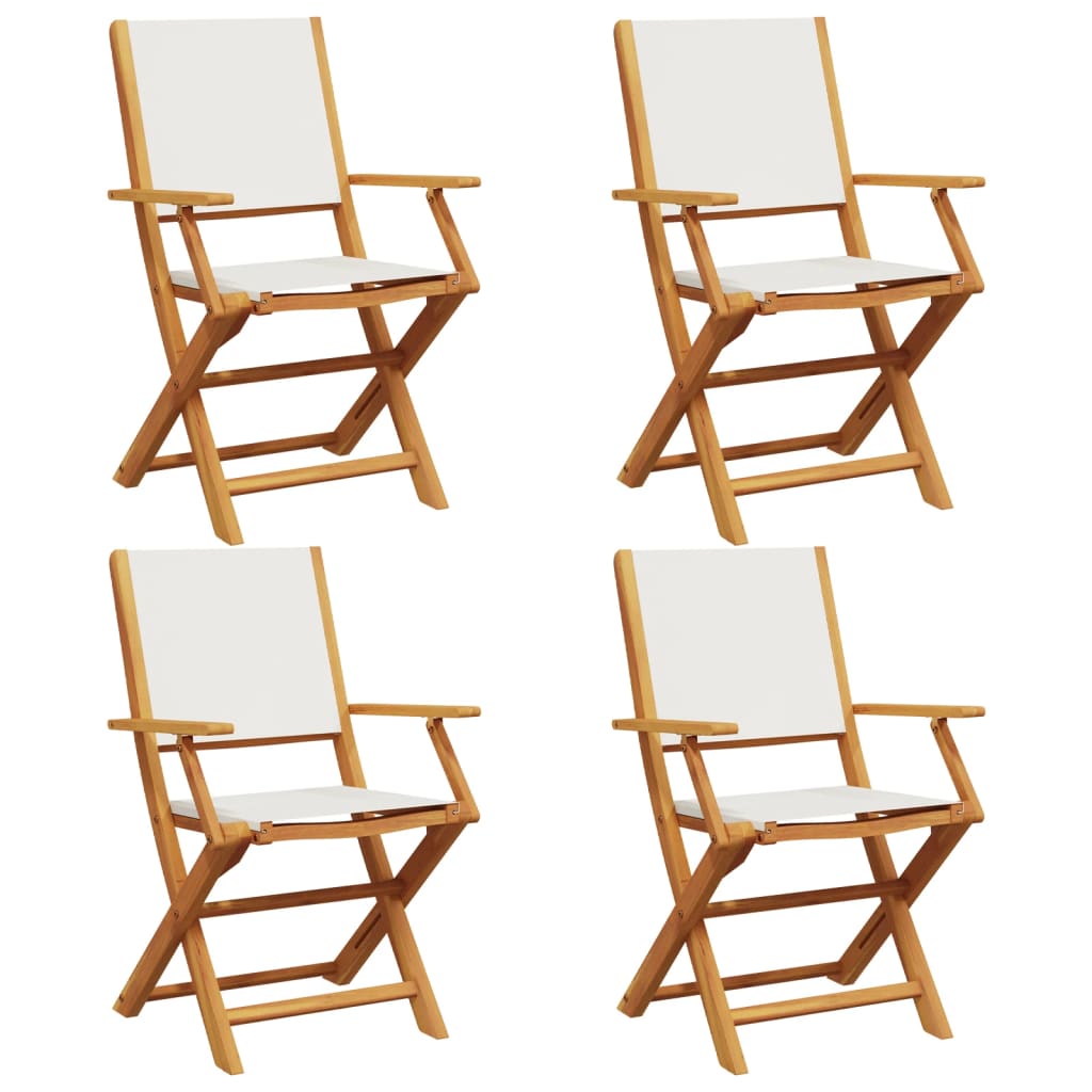 Tuinstoelen 4 st inklapbaar massief hout en stof crèmewit is nu te koop bij PeponiXL, paradijselijk wonen!