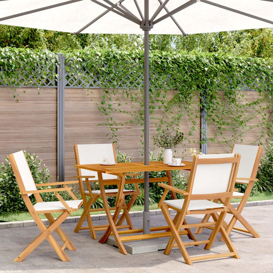 Tuinstoelen 4 st inklapbaar massief hout en stof crèmewit is nu te koop bij PeponiXL, paradijselijk wonen!